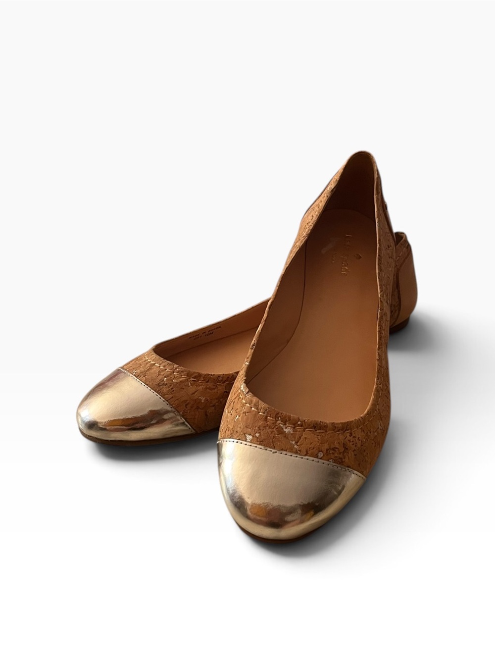 kate spade Cork Ballet Flats with Metallic Silver Cap Toe Size 10